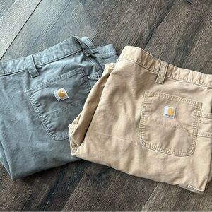 Carhartt Men’s size 50 shorts with tool pockets tan and grey lot of 2 pairs